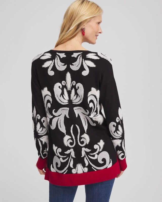 Floral V-Neck Sweater Tunic - image 3
